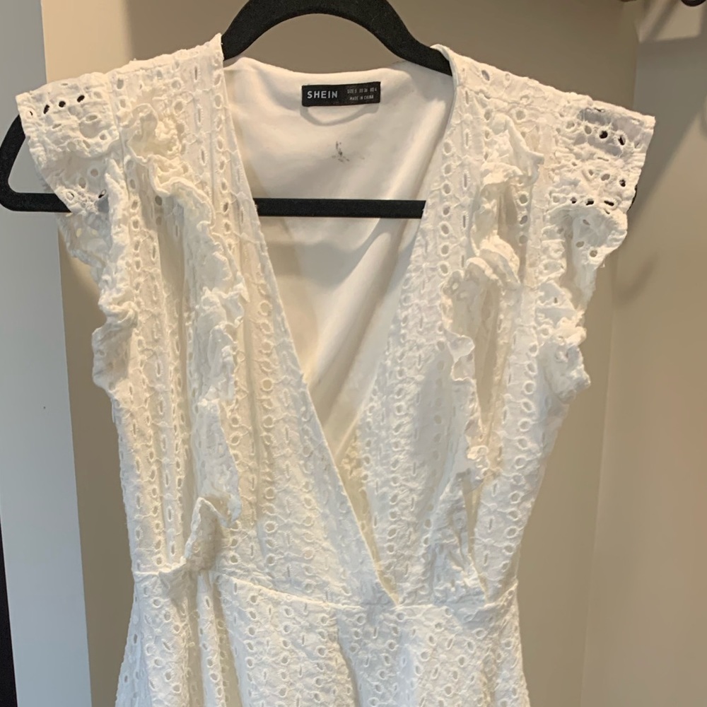 White Eyelet Ruffle Dress